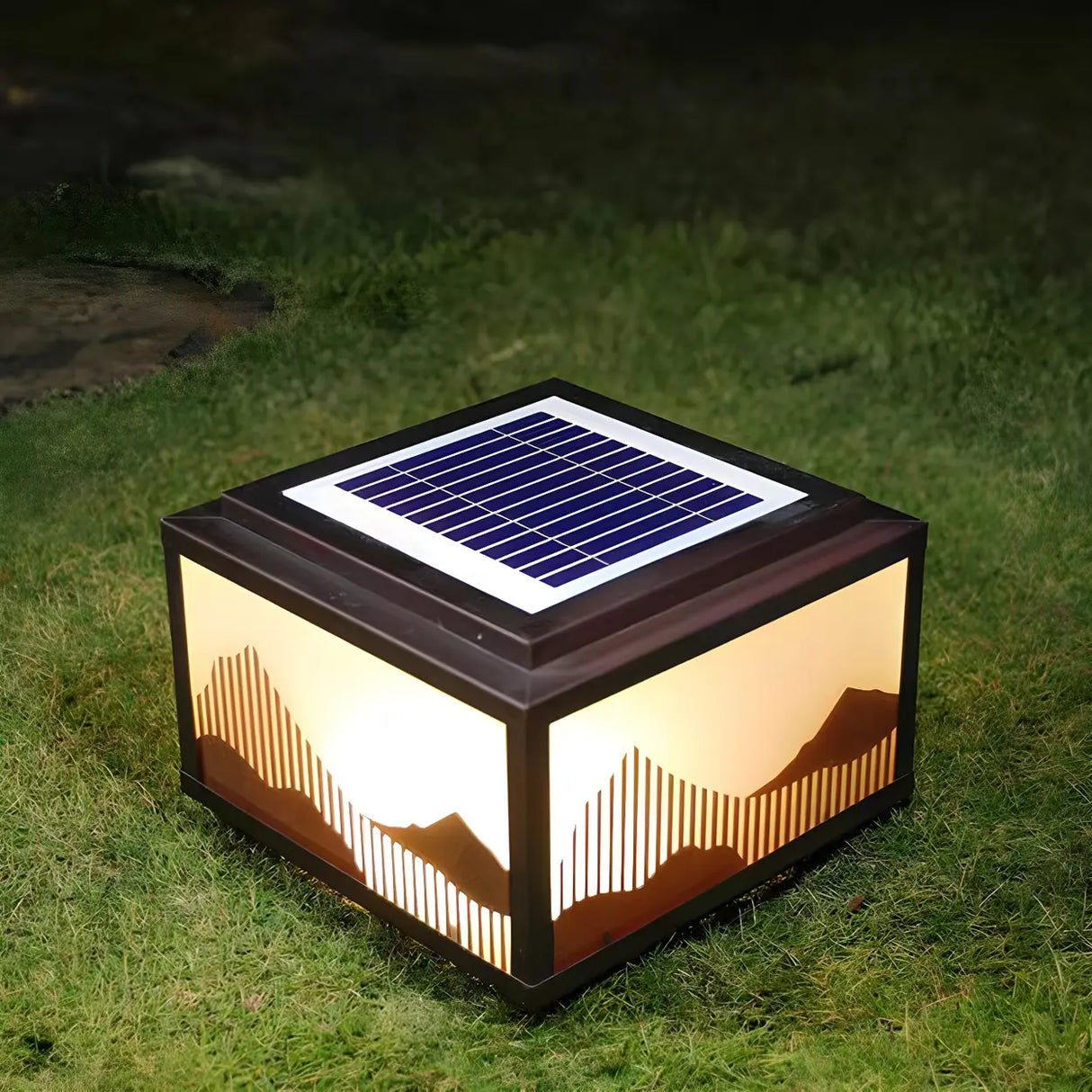 Elegant Hill Square Metal Outdoor Solar Post Light Image - 13