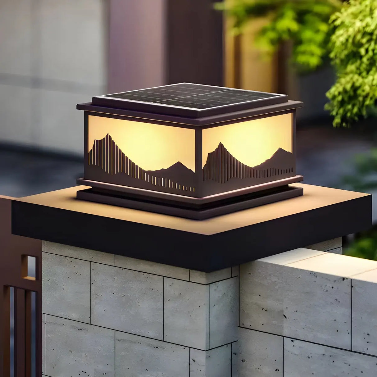 Elegant Hill Square Metal Outdoor Solar Post Light Image - 4