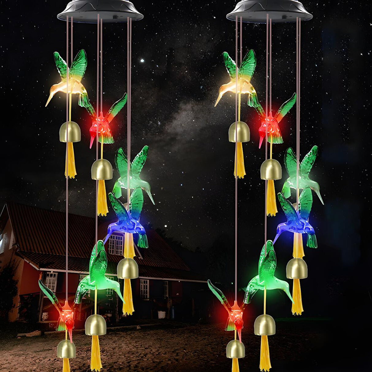 Elegant Hummingbird Wind Chime Outdoor Pendant Lights Image - 2