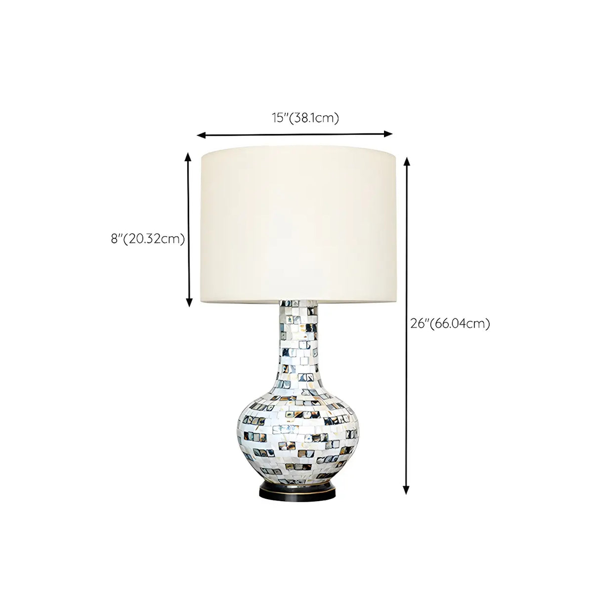 Elegant Ivory Fabric Shade Ceramic Vase Base Table Lamp 