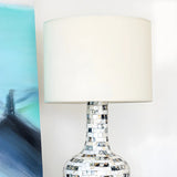 Elegant Ivory Fabric Shade Ceramic Vase Base Table Lamp Image - 4