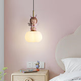 Elegant Kids Room Pink Resin Cute Angel Pendant Light Image - 1