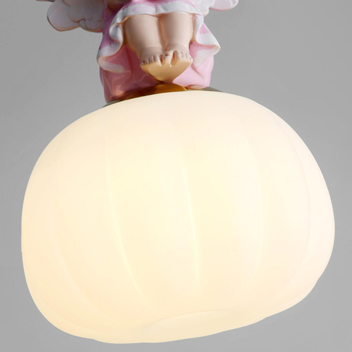 Elegant Kids Room Pink Resin Cute Angel Pendant Light Image - 8