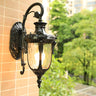 Elegant Lantern Bronze Glass Outdoor LED Wall Lamp Image - 3