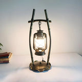 Elegant Lantern Opal Glass Shade Black Metal Table Lamp Image - 3