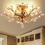 Elegant Large Crystal Branch Semi-Flush Mount Light Image - 3