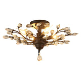 Elegant Large Crystal Branch Semi-Flush Mount Light Image - 5