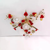 Elegant Large Red Floral Semi-Flush Mount Ceiling Light Image - 12