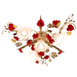 Elegant Large Red Floral Semi-Flush Mount Ceiling Light Image - 5