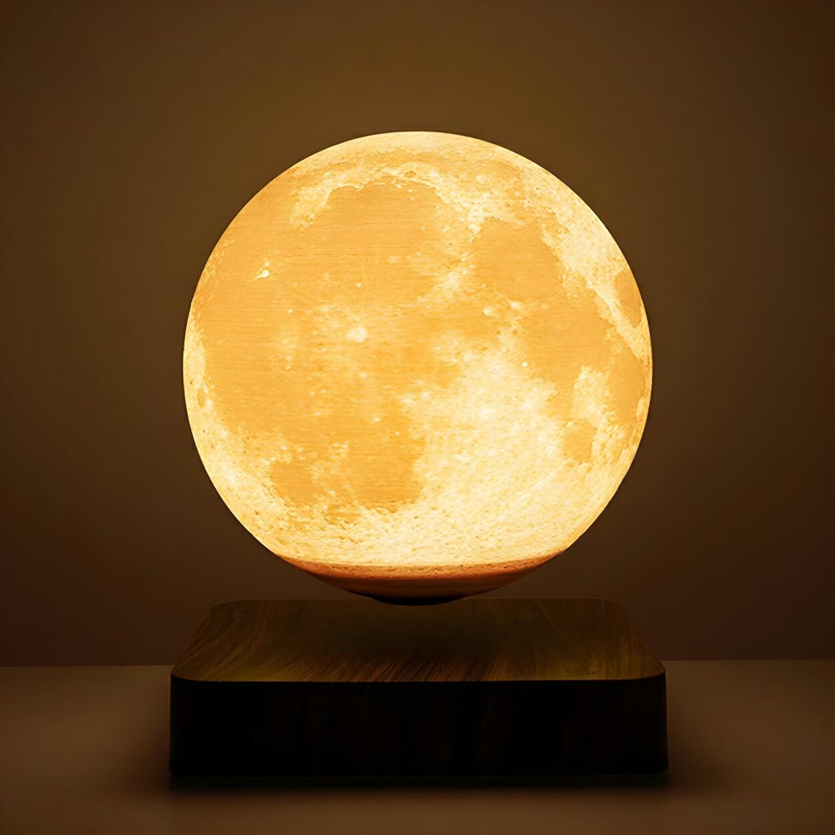 Elegant LED Wooden Base Moon Shape Bedside Table Lamp Image - 6