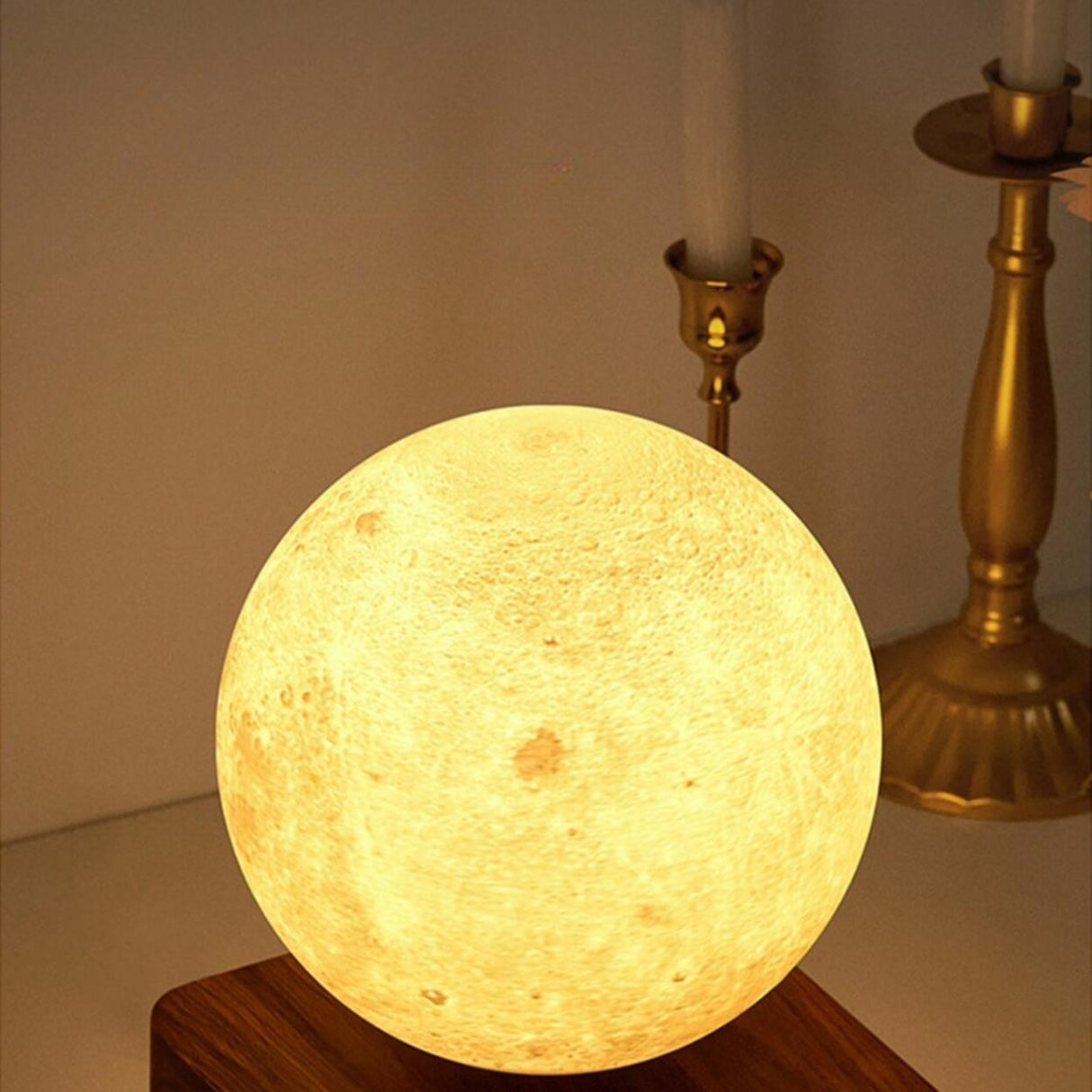 Elegant LED Wooden Base Moon Shape Bedside Table Lamp Image - 8