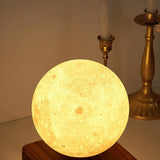 Elegant LED Wooden Base Moon Shape Bedside Table Lamp Image - 8