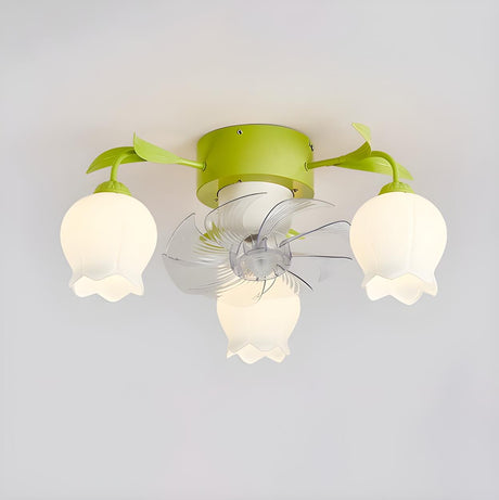 Elegant Lily of the Valley Organic Ceiling Fan Light Image - 2