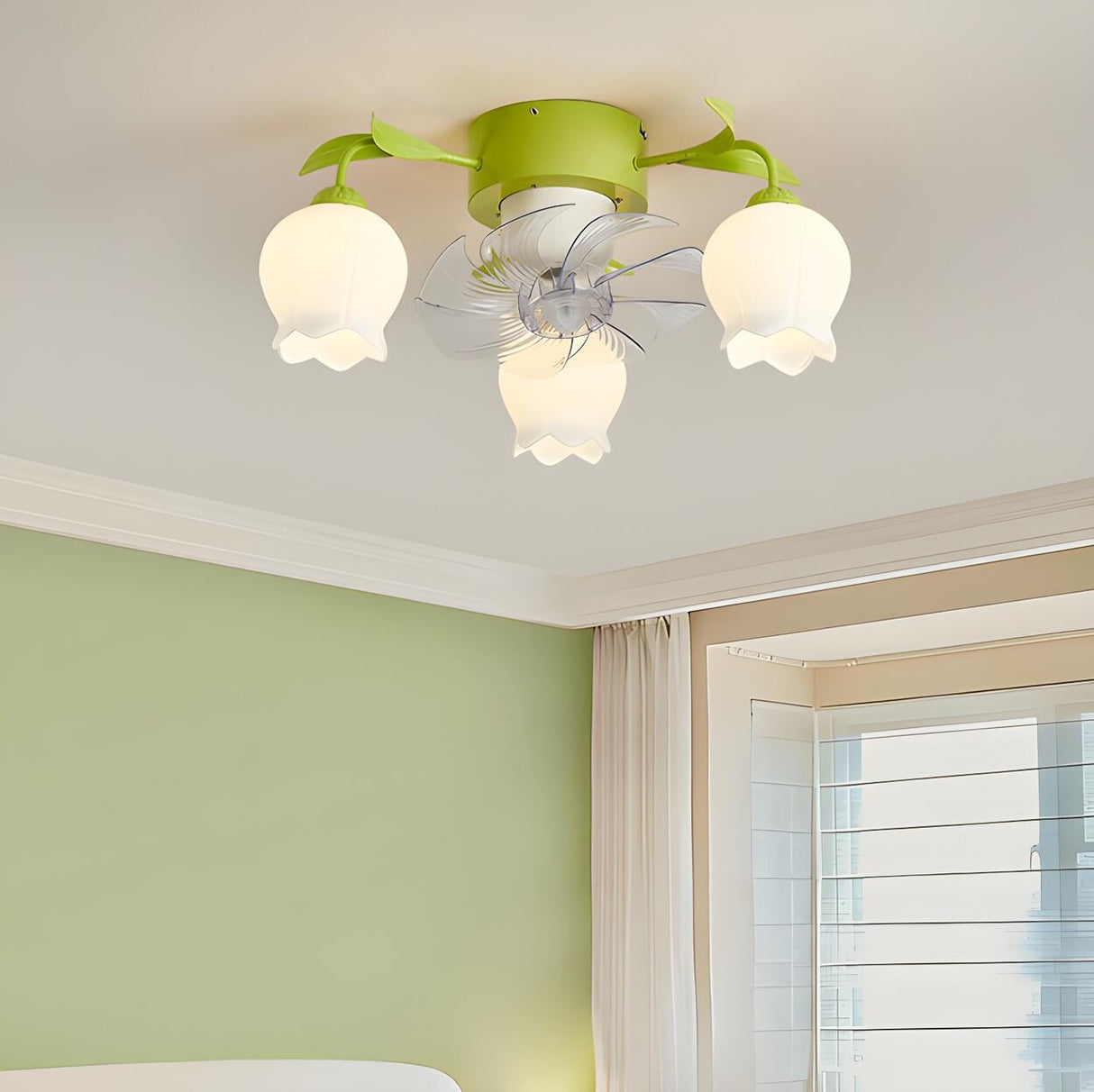 Elegant Lily of the Valley Organic Ceiling Fan Light Image - 5