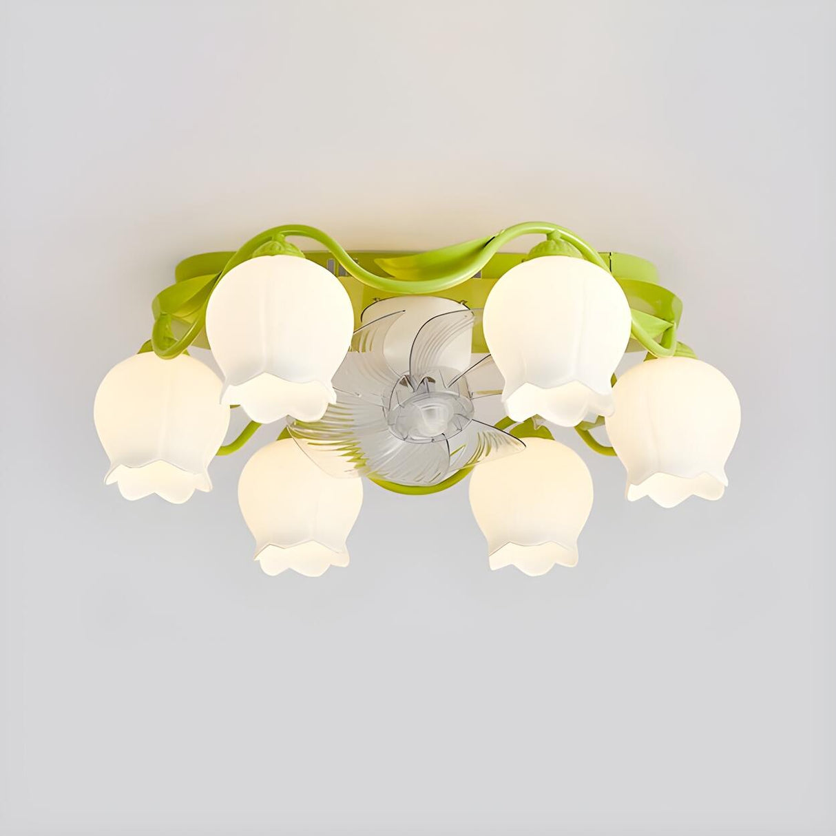 Elegant Lily of the Valley Organic Ceiling Fan Light Image - 9