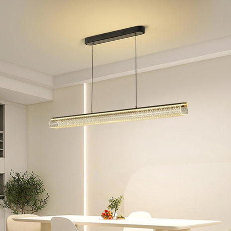 Elegant Linear Glass Cylinder Island Pendant Light Image - 1