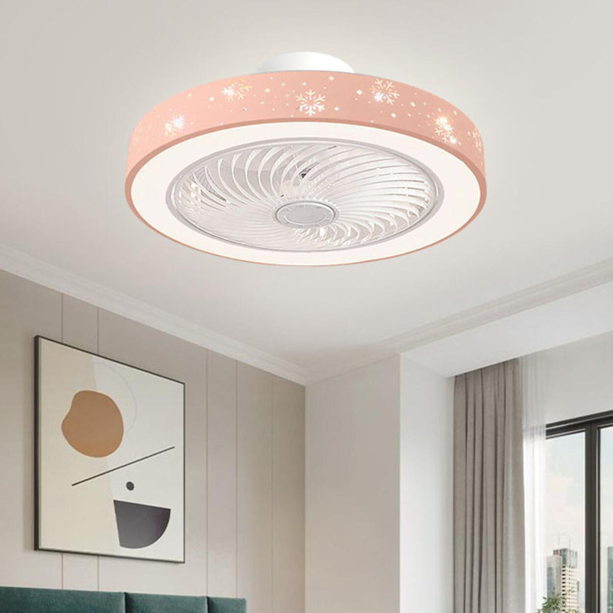 Elegant Living Room Round Modern Ceiling Fan Light Image - 12