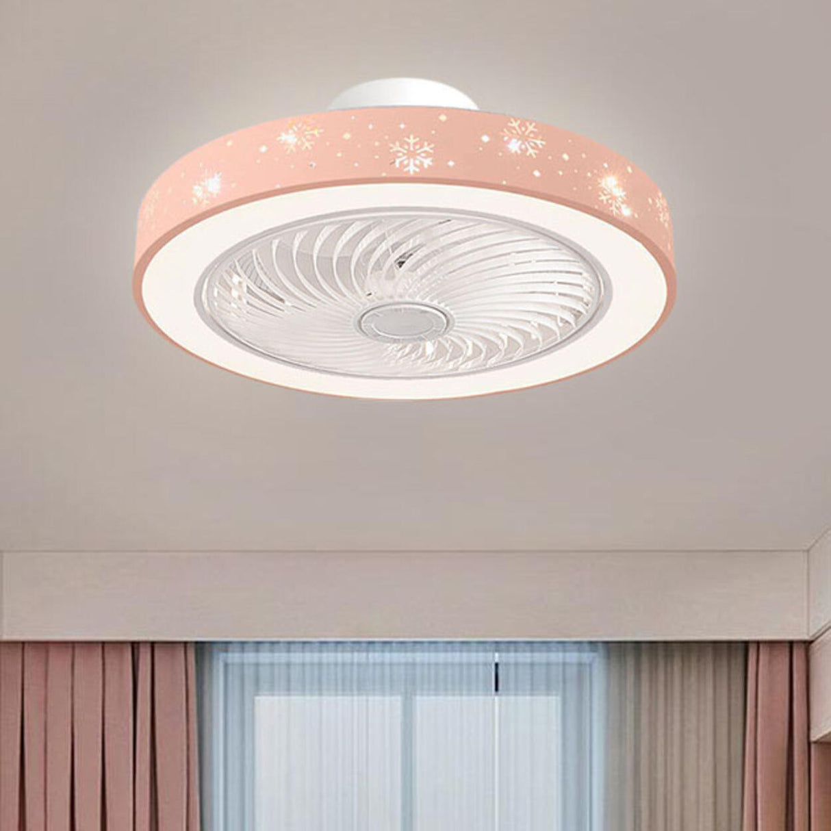 Elegant Living Room Round Modern Ceiling Fan Light Image - 4