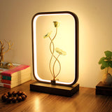 Elegant Lotus Black Geometric Frame Decor Table Lamp Image - 15