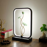 Elegant Lotus Black Geometric Frame Decor Table Lamp Image - 4