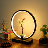 Elegant Lotus Black Geometric Frame Decor Table Lamp Image - 5