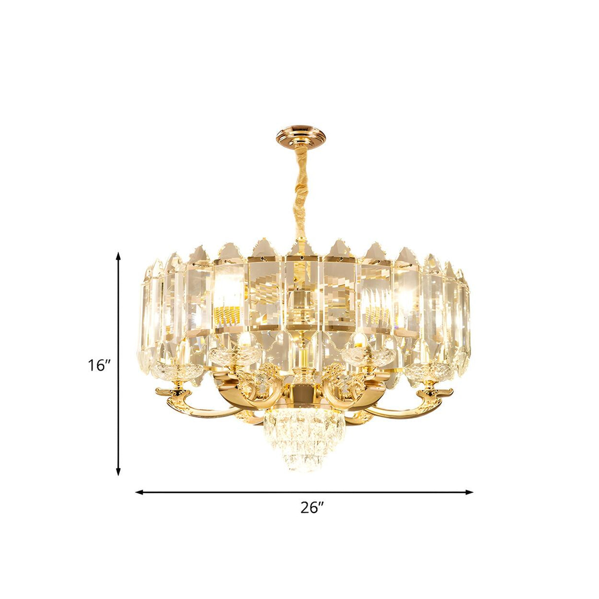 Elegant Luxury Gold Panel Crystal Living Room Chandelier 