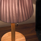 Elegant Macaron Barrel Fabric Wood Base Table Lamp Image - 12