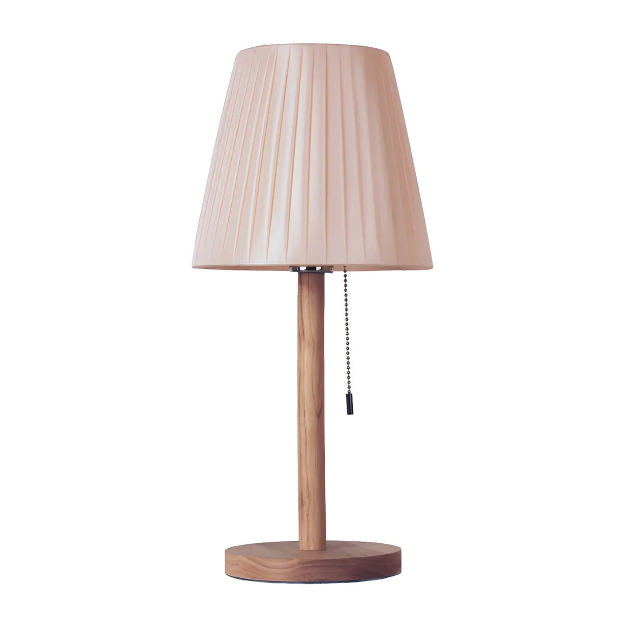 Elegant Macaron Barrel Fabric Wood Base Table Lamp Image - 5