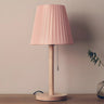 Elegant Macaron Barrel Fabric Wood Base Table Lamp Image - 9