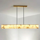 Elegant Marble Linear Adjustable Island Pendant Light Image - 14