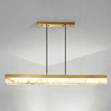 Elegant Marble Linear Adjustable Island Pendant Light Image - 8