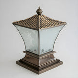 Elegant Metal Bronze Finish Lantern Outdoor Table Lamp Image - 10