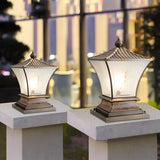 Elegant Metal Bronze Finish Lantern Outdoor Table Lamp Image - 16