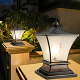 Elegant Metal Bronze Finish Lantern Outdoor Table Lamp Image - 17