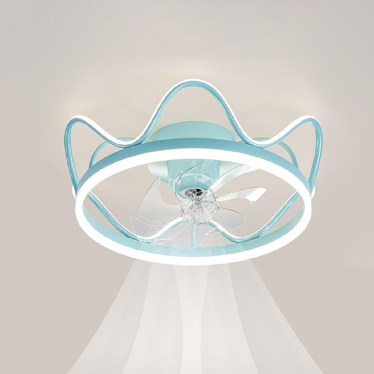 Elegant Metal Crown Semi-Flush Ceiling Fan with Light Image - 11