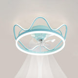 Elegant Metal Crown Semi-Flush Ceiling Fan with Light Image - 11