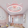 Elegant Metal Crown Semi-Flush Ceiling Fan with Light Image - 3