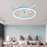 Elegant Metal Crown Semi-Flush Ceiling Fan with Light Image - 4