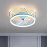 Elegant Metal Crown Semi-Flush Ceiling Fan with Light Image - 5