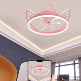 Elegant Metal Crown Semi-Flush Ceiling Fan with Light Image - 6