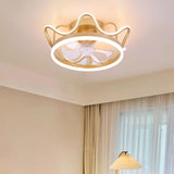 Elegant Metal Crown Semi-Flush Ceiling Fan with Light Image - 7