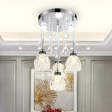 Elegant Mini Chrome Lotus Crystal Semi-Flush Mount Lamp Image - 1