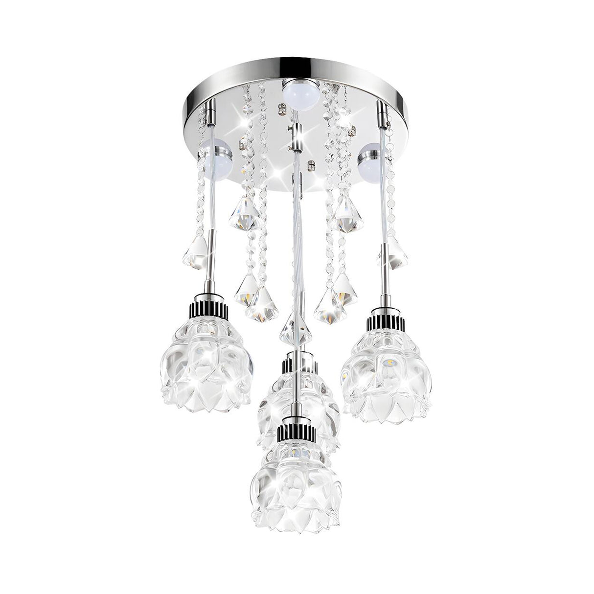 Elegant Mini Chrome Lotus Crystal Semi-Flush Mount Lamp Image - 3