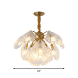 Elegant Modern Brass Clear Shell Crystal Chandelier #size