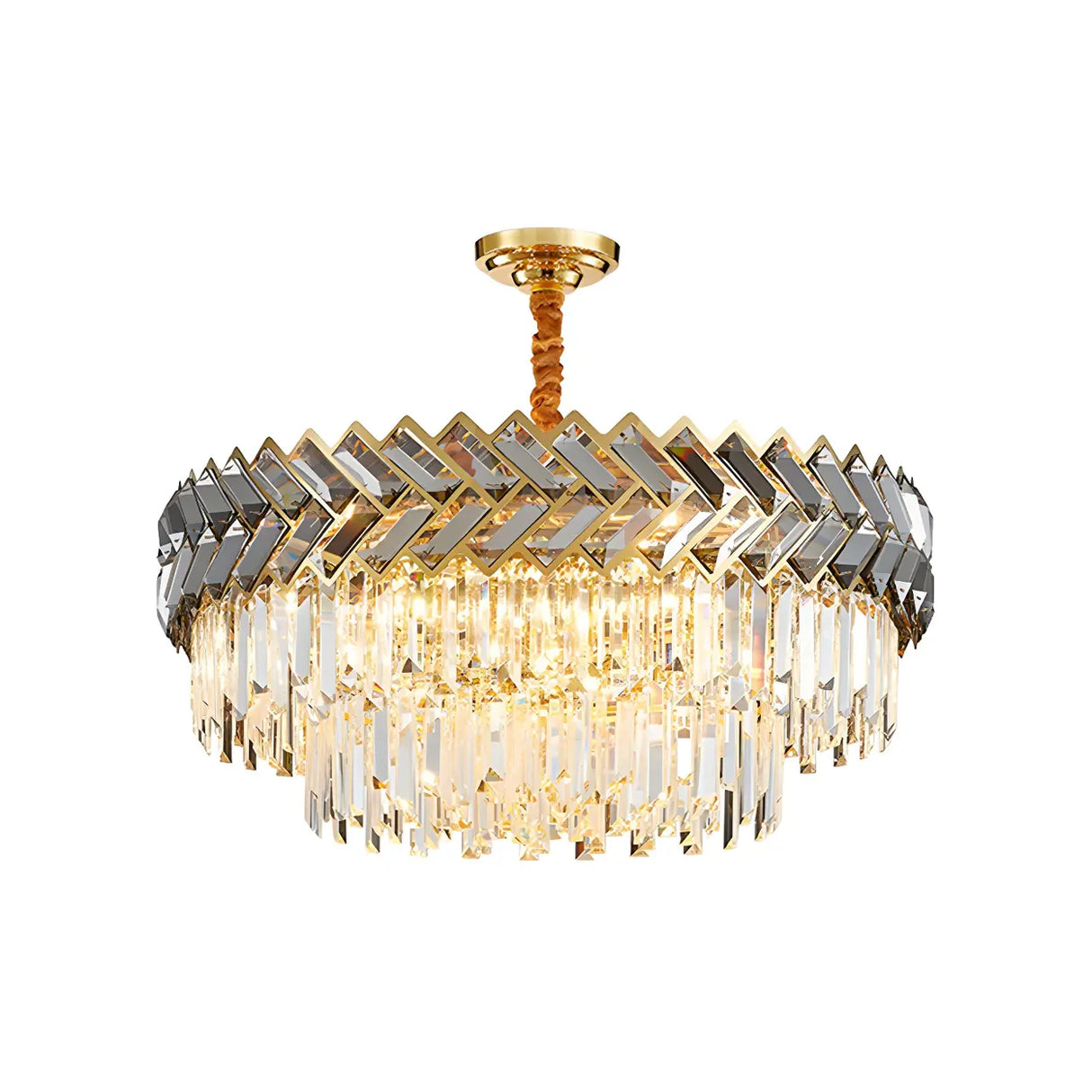 Elegant Modern Clear Crystal Prism Round Ceiling Chandelier Image - 2