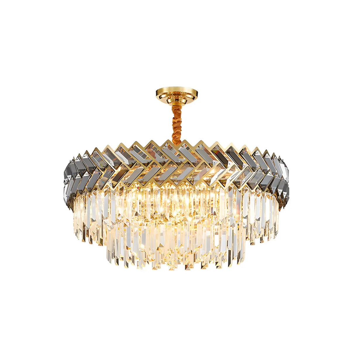 Elegant Modern Clear Crystal Prism Round Ceiling Chandelier Image - 3