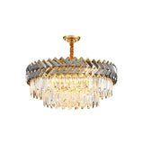 Elegant Modern Clear Crystal Prism Round Ceiling Chandelier Image - 3