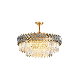 Elegant Modern Clear Crystal Prism Round Ceiling Chandelier Image - 4