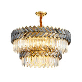 Elegant Modern Clear Crystal Prism Round Ceiling Chandelier Image - 6