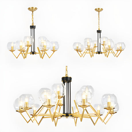 Elegant Modern Clear Glass Globes Gold Pendant Chandelier Image - 1